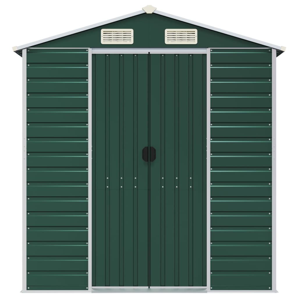 vidaXL Garden Shed Green 191x385x198 cm Galvanised Steel 4