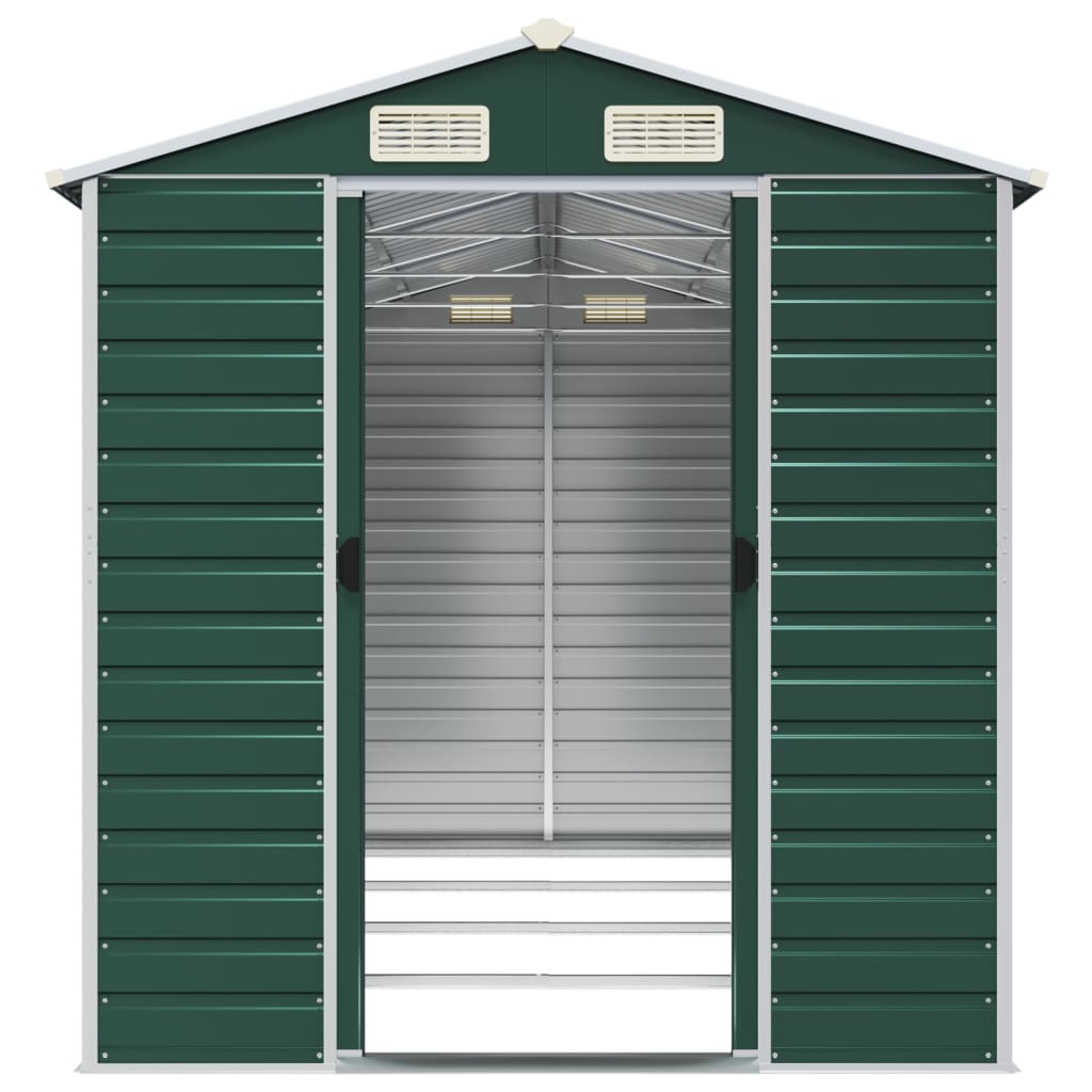 vidaXL Garden Shed Green 191x385x198 cm Galvanised Steel 5