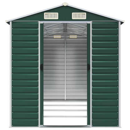 vidaXL Garden Shed Green 191x385x198 cm Galvanised Steel 5