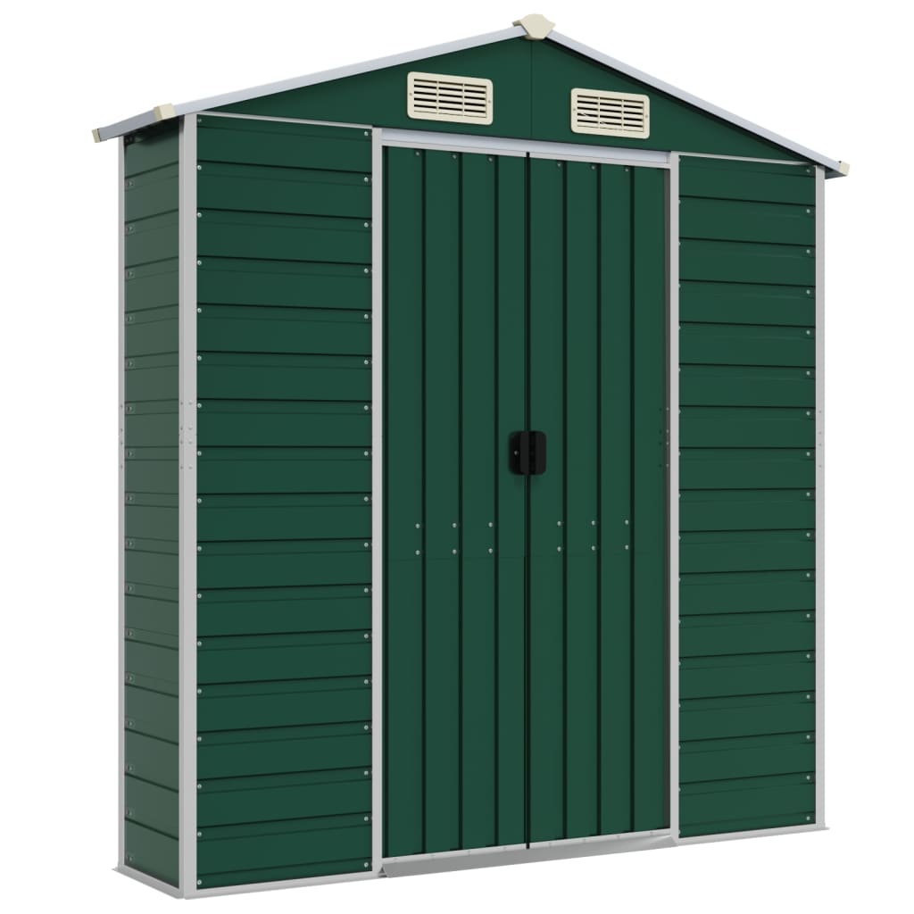 vidaXL Garden Shed Green 191x385x198 cm Galvanised Steel 6
