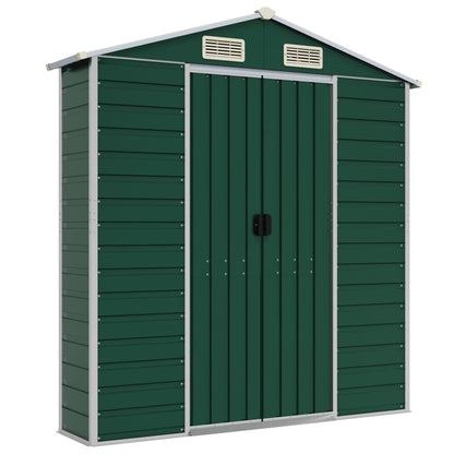 vidaXL Garden Shed Green 191x385x198 cm Galvanised Steel 6