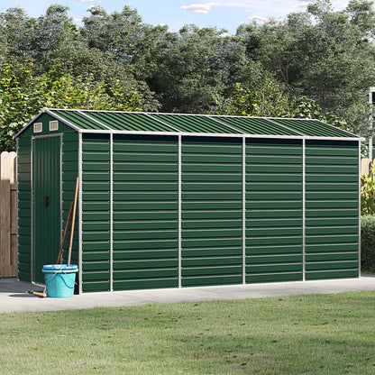 vidaXL Garden Shed Green 191x385x198 cm Galvanised Steel 1