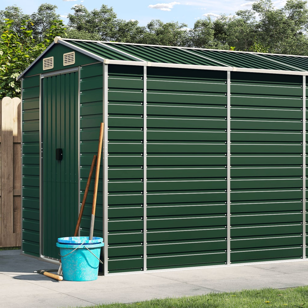 vidaXL Garden Shed | Green | Galvanised Steel | Large | Garden Shed