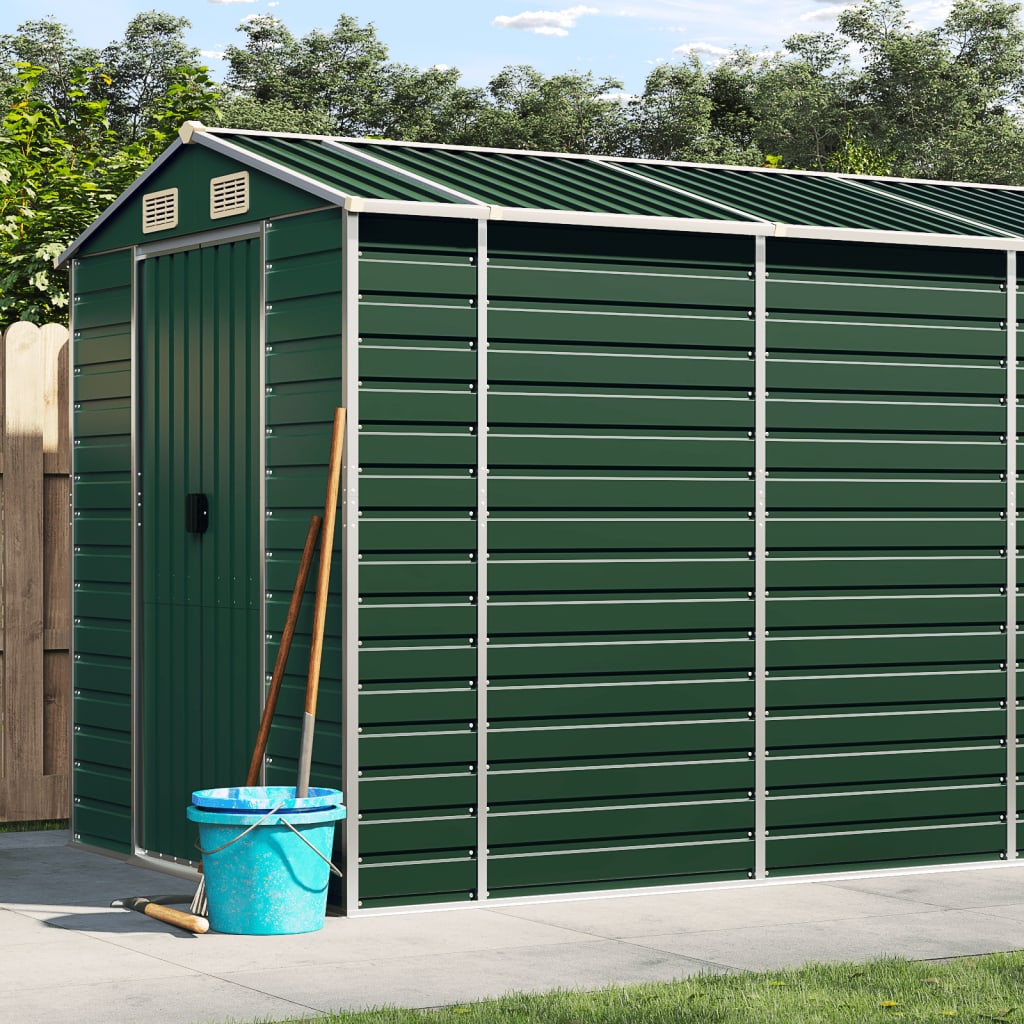 vidaXL Garden Shed | Green | Galvanised Steel | Large | Garden Shed 1