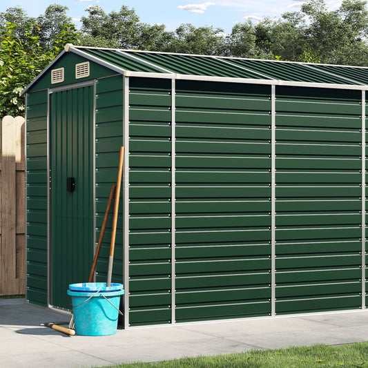 vidaXL Garden Shed | Green | Galvanised Steel | Large | Garden Shed 1