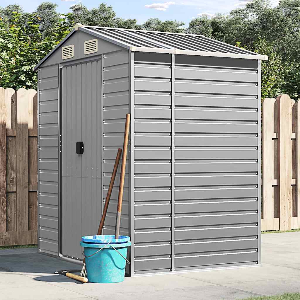 vidaXL Garden Shed Galvanised Steel Light Grey