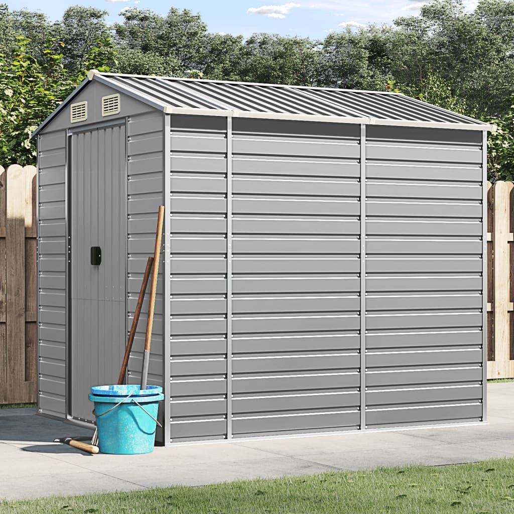 vidaXL Garden Shed Galvanised Steel Light Grey