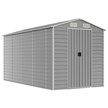 Garden Shed Galvanised Steel Light grey 191 x 385 x 198 cm