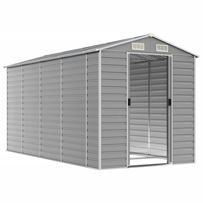 Garden Shed Galvanised Steel Light grey 191 x 385 x 198 cm