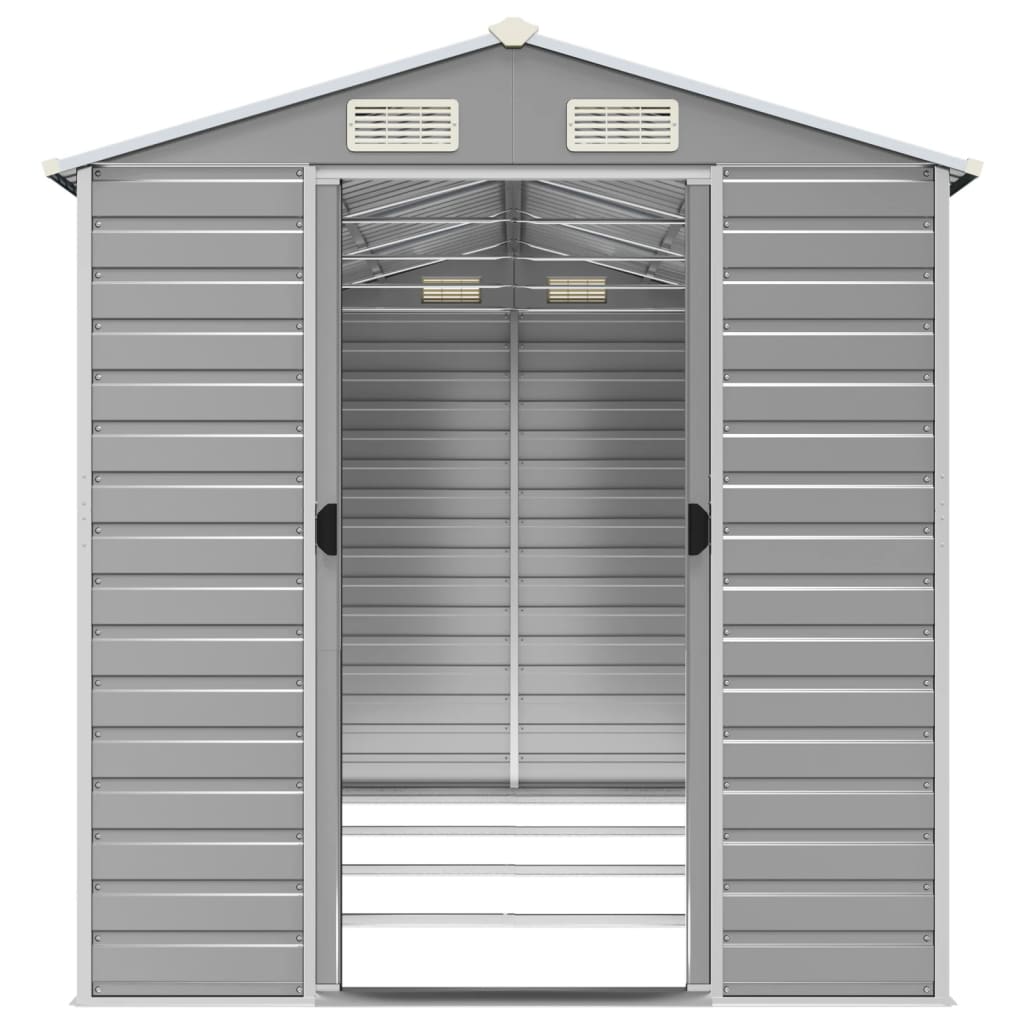 vidaXL Garden Shed Light Grey 191x385x198 cm Galvanised Steel 5