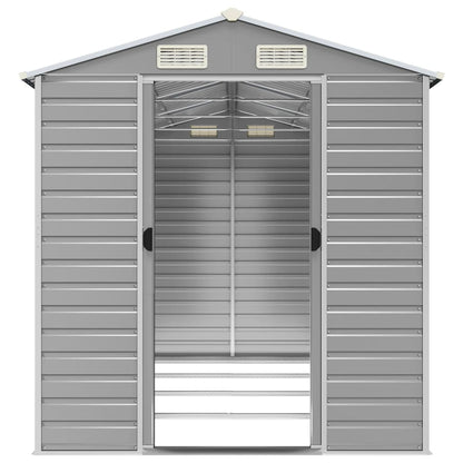 vidaXL Garden Shed Light Grey 191x385x198 cm Galvanised Steel 5