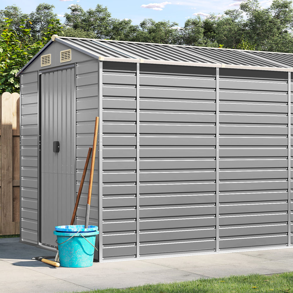 vidaXL Garden Shed | Light grey | Galvanised Steel | Large | Garden Shed