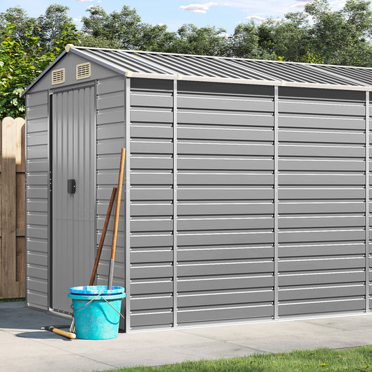 vidaXL Garden Shed | Light grey | Galvanised Steel | Large | Garden Shed 1
