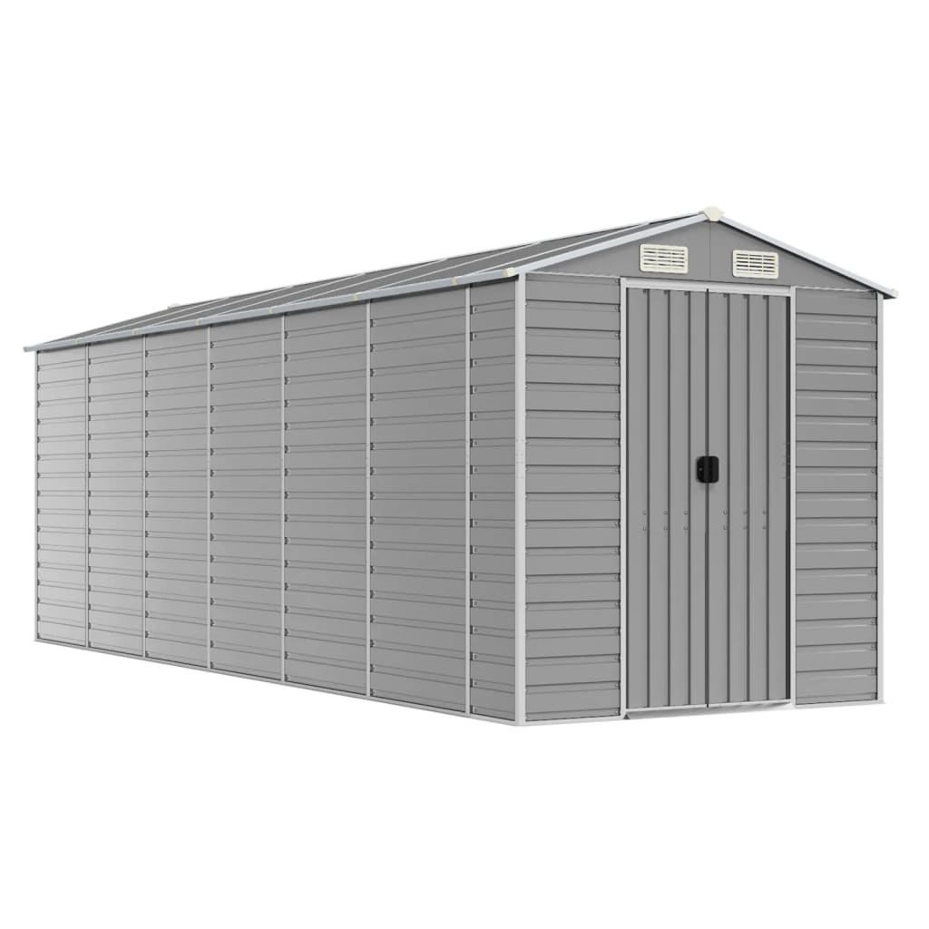vidaXL Garden Shed Light Grey 191x555x198 cm Galvanised Steel 2