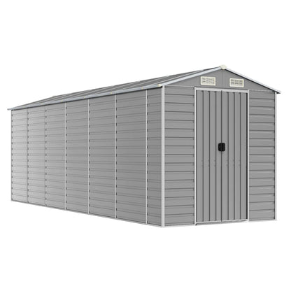 vidaXL Garden Shed Light Grey 191x555x198 cm Galvanised Steel 2