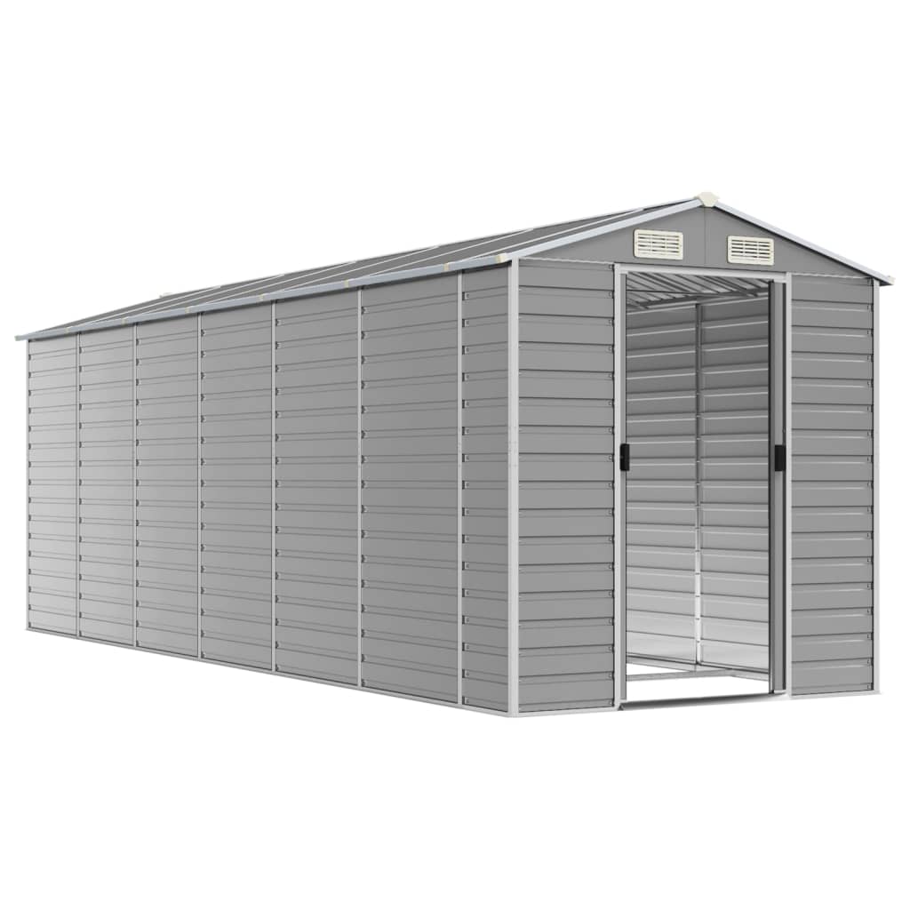 vidaXL Garden Shed Light Grey 191x555x198 cm Galvanised Steel 3
