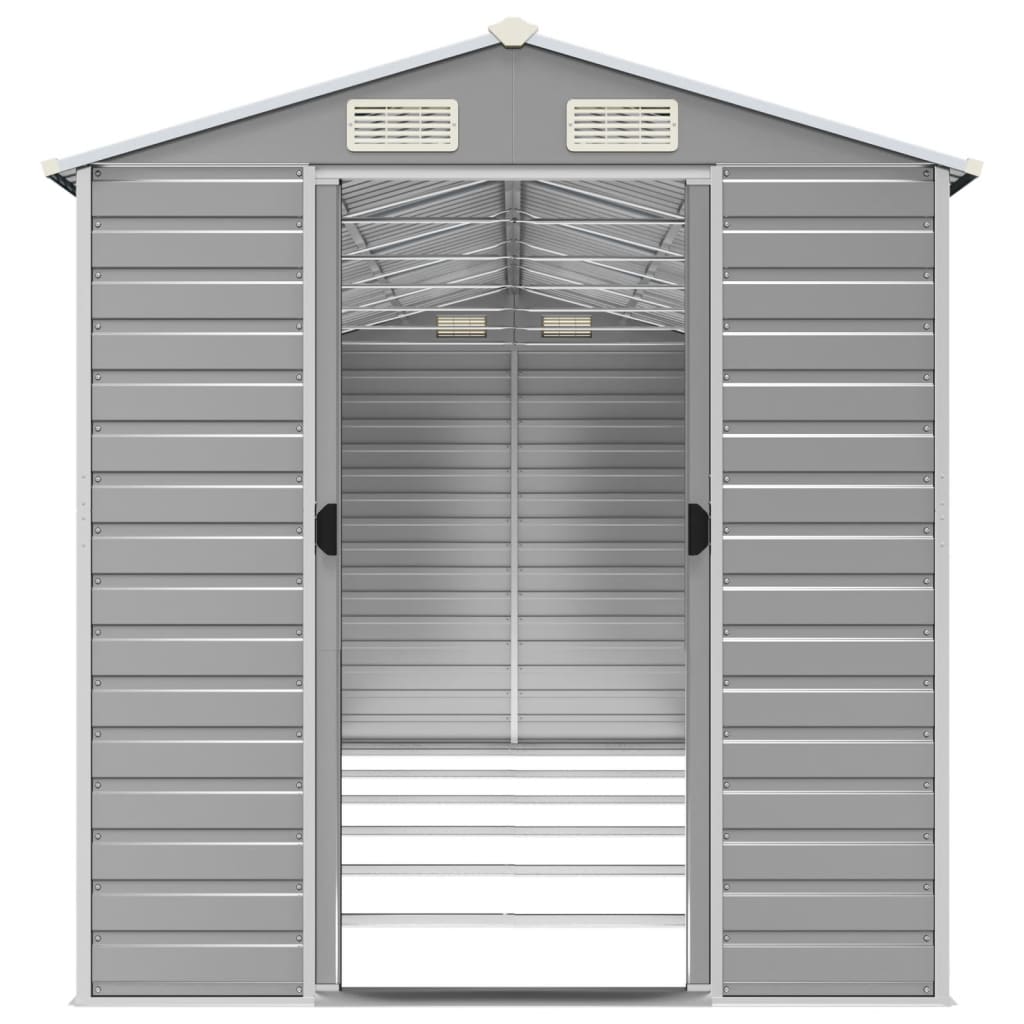 vidaXL Garden Shed Light Grey 191x555x198 cm Galvanised Steel 5