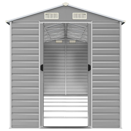 vidaXL Garden Shed Light Grey 191x555x198 cm Galvanised Steel 5