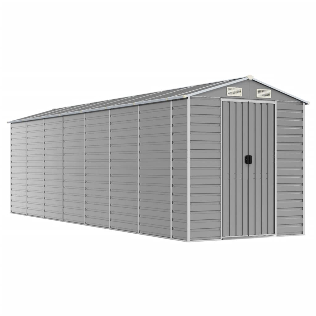 vidaXL Garden Shed Light Grey 191x640x198 cm Galvanised Steel 2