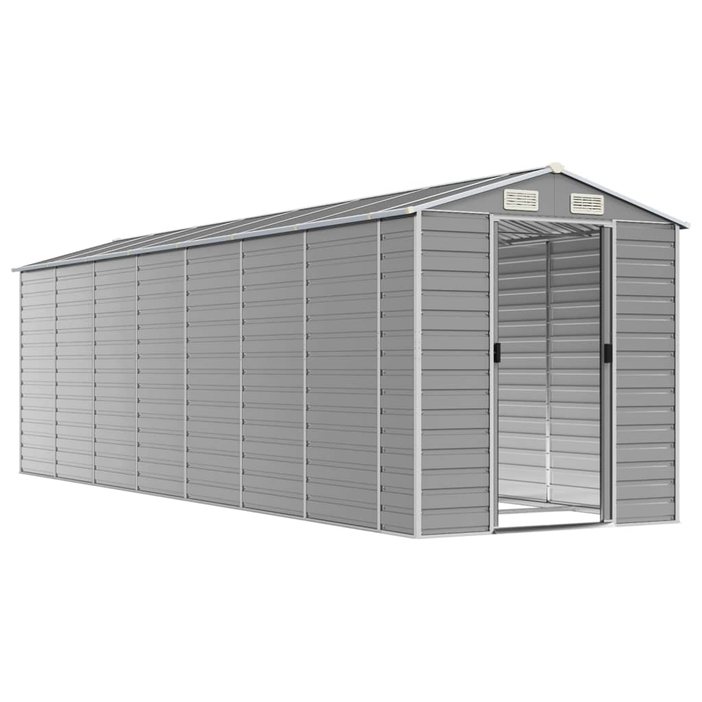 vidaXL Garden Shed Light Grey 191x640x198 cm Galvanised Steel 3
