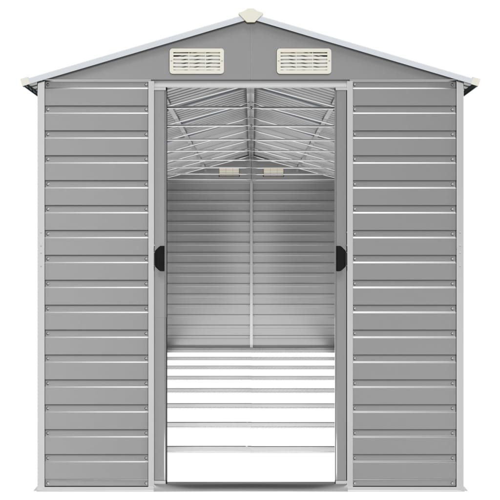 vidaXL Garden Shed Light Grey 191x725x198 cm Galvanised Steel 5