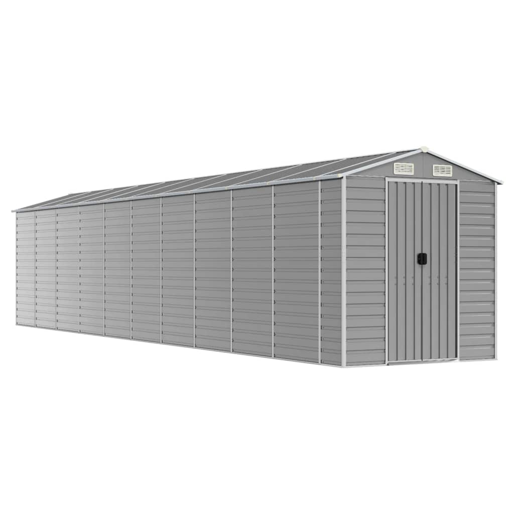 vidaXL Garden Shed Light Grey 191x895x198 cm Galvanised Steel 2