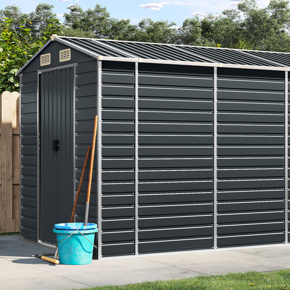 vidaXL Garden Shed | Anthracite | Galvanised steel | Large | Garden Shed