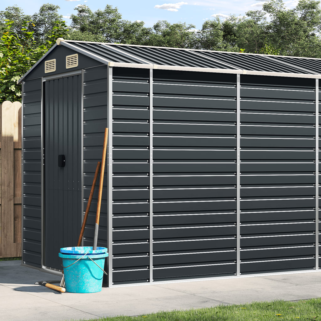 vidaXL Garden Shed Anthracite 191x555x198 cm Galvanised Steel 1