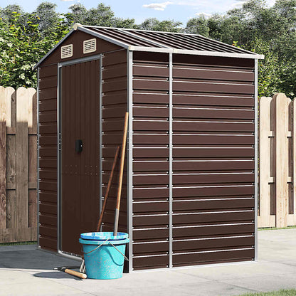 vidaXL Garden Shed Galvanised Steel Brown