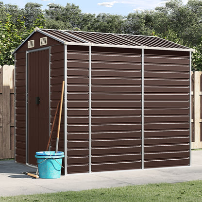 vidaXL Garden Shed Galvanised Steel Brown