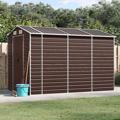 vidaXL Garden Shed Galvanised Steel Brown