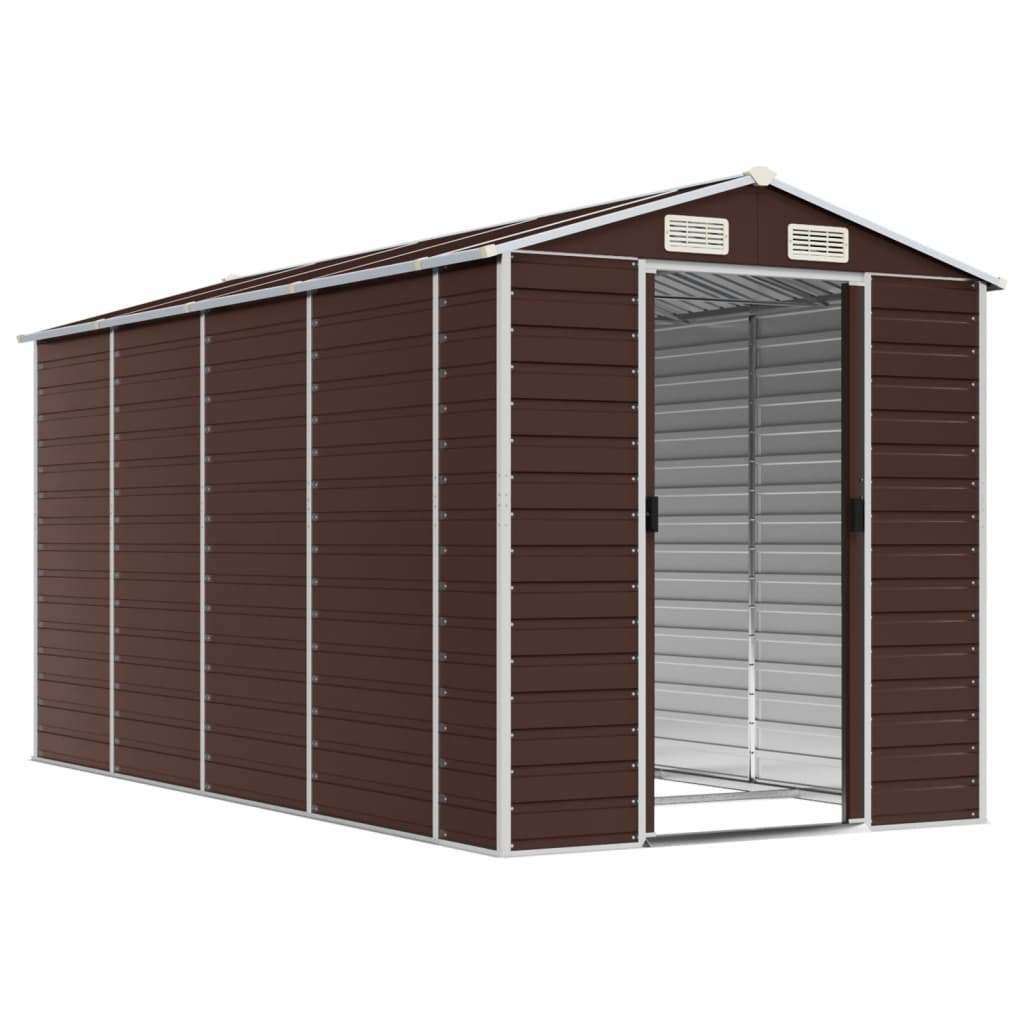Garden Shed Galvanised Steel Brown 191 x 385 x 198 cm