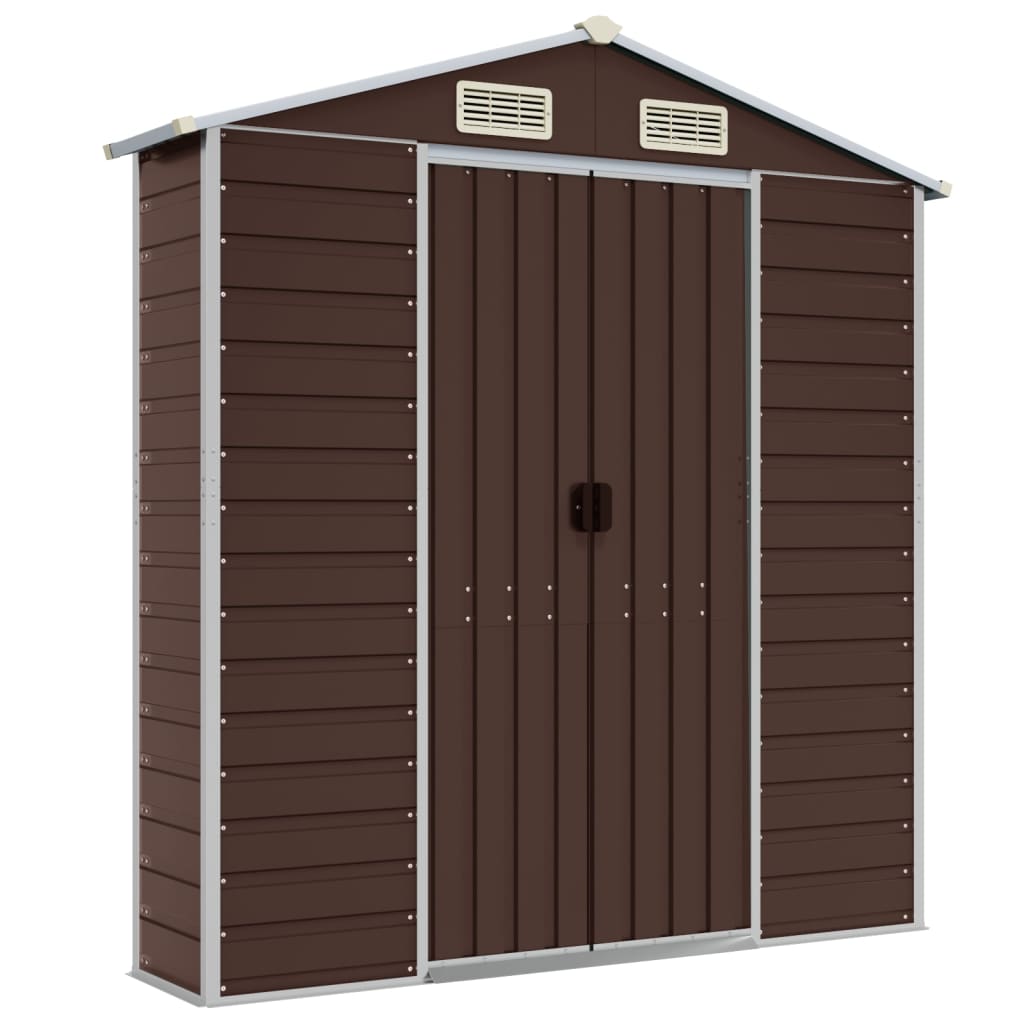 vidaXL Garden Shed Brown 191x385x198 cm Galvanised Steel 6