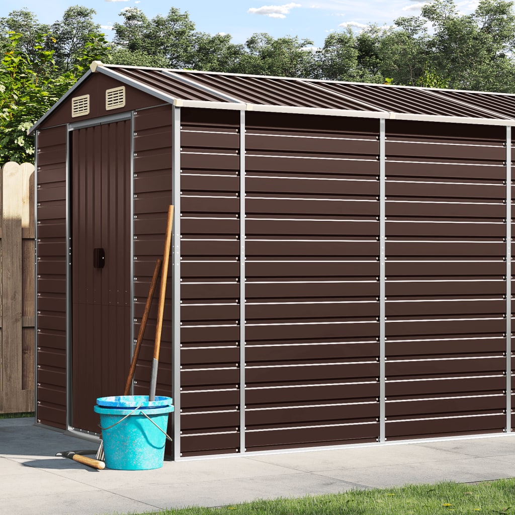 vidaXL Garden Shed | Brown | Galvanised Steel | Large | Garden Shed 1