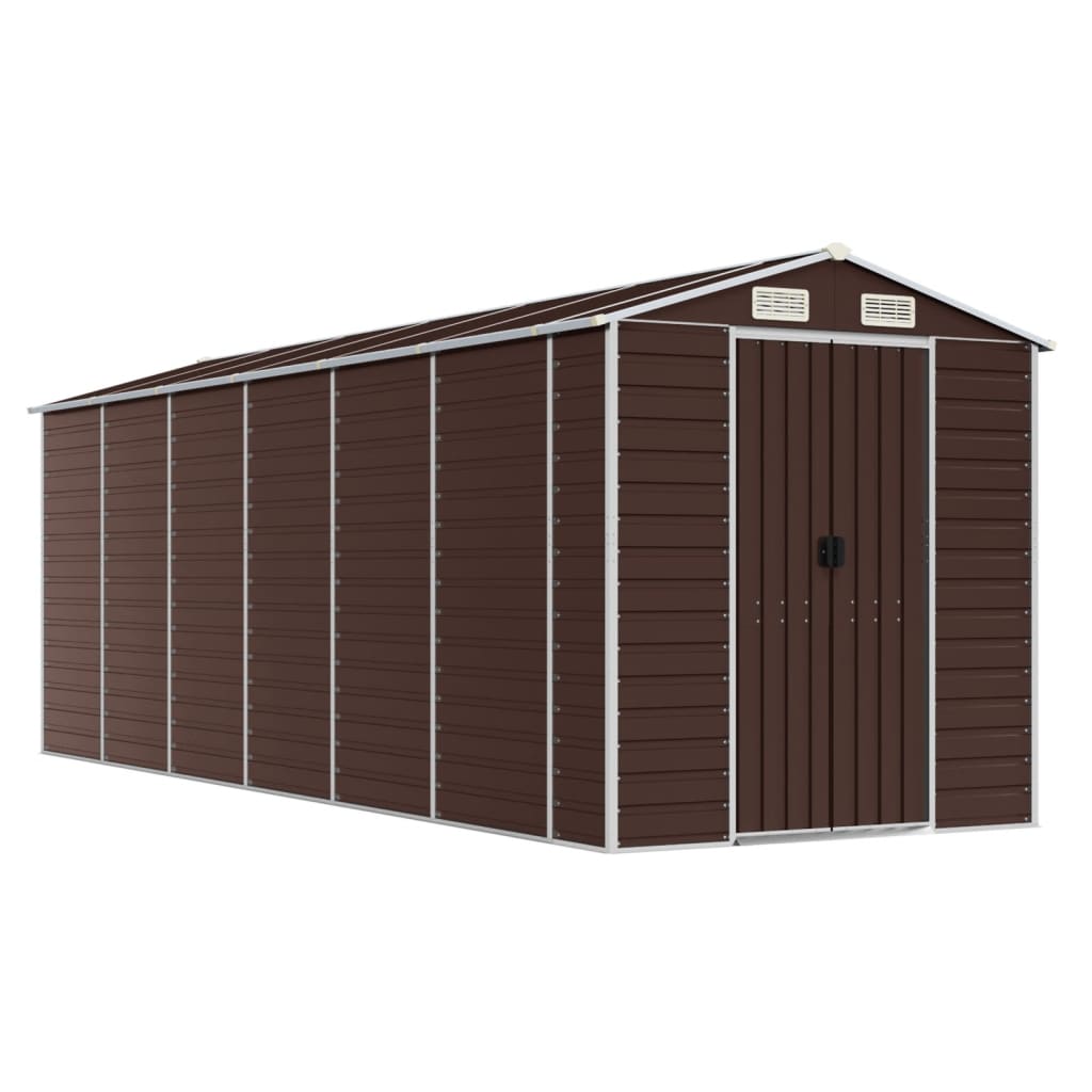 vidaXL Garden Shed Brown 191x555x198 cm Galvanised Steel 2