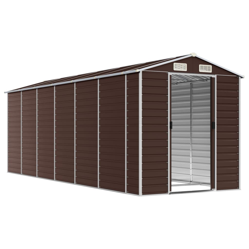 vidaXL Garden Shed Brown 191x555x198 cm Galvanised Steel 3