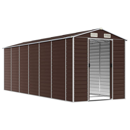 vidaXL Garden Shed Brown 191x555x198 cm Galvanised Steel 3