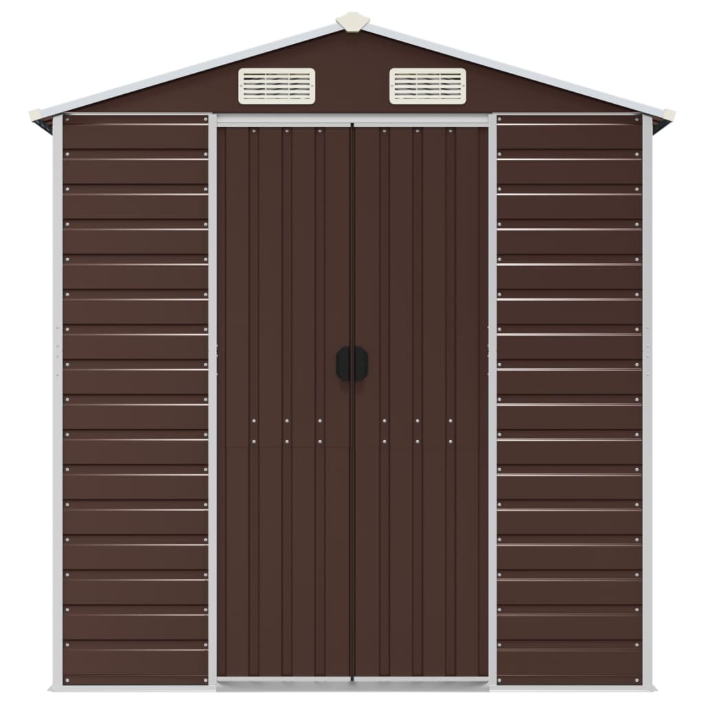 vidaXL Garden Shed Brown 191x555x198 cm Galvanised Steel 4