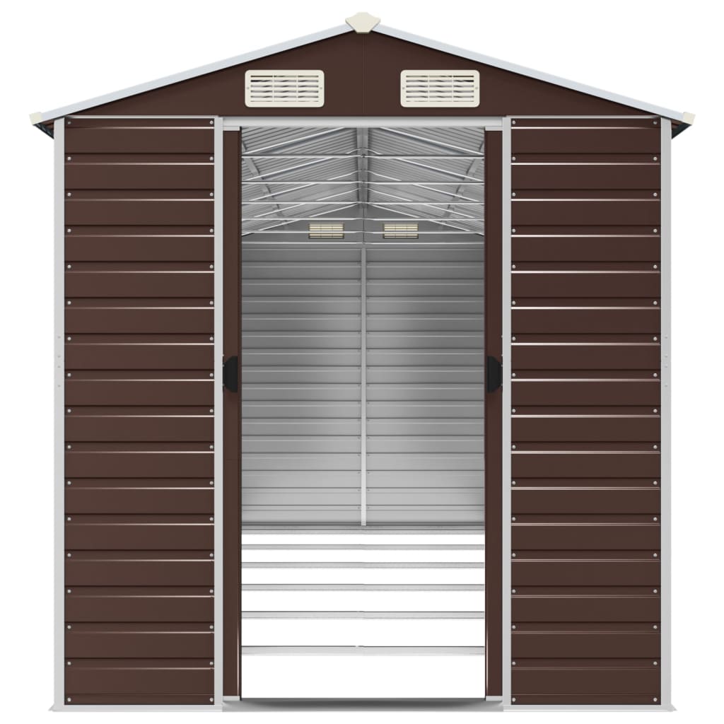 vidaXL Garden Shed Brown 191x555x198 cm Galvanised Steel 5