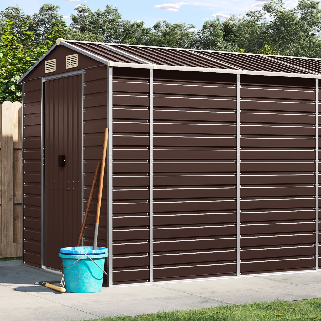 vidaXL Garden Shed Brown 191x555x198 cm Galvanised Steel 1