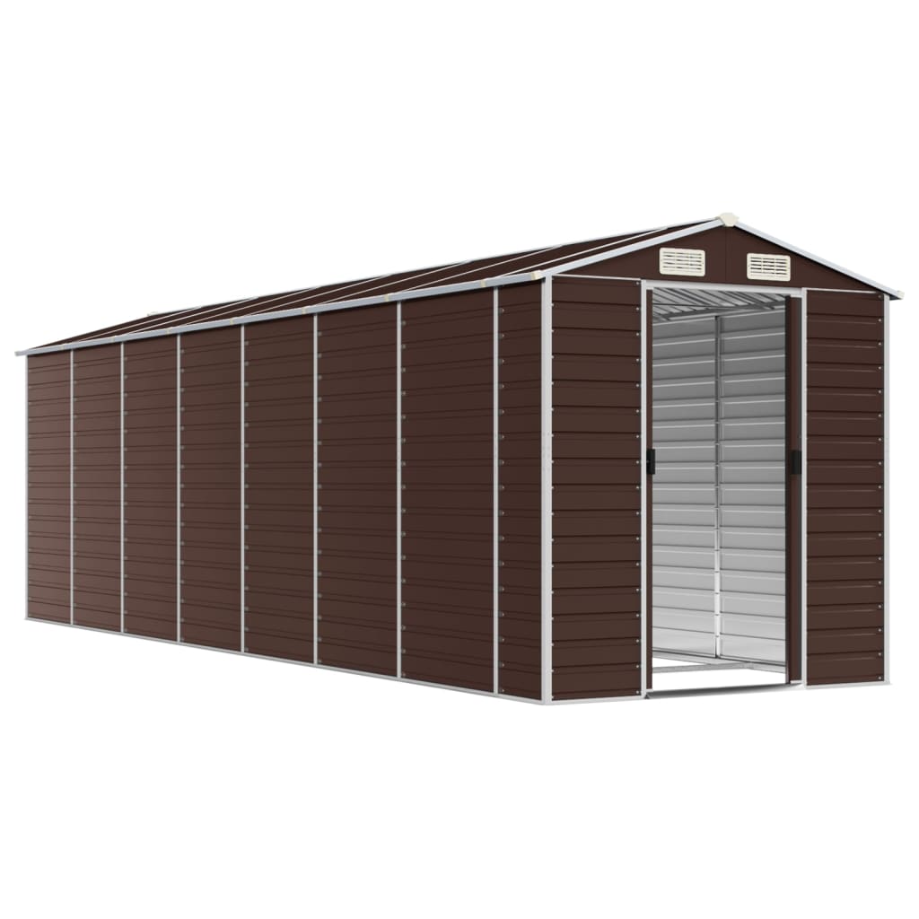 vidaXL Garden Shed Brown 191x640x198 cm Galvanised Steel 3