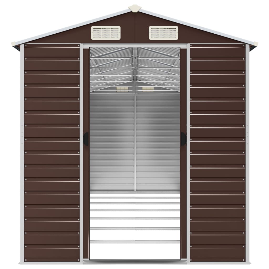 vidaXL Garden Shed Brown 191x640x198 cm Galvanised Steel 5