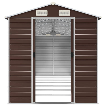 vidaXL Garden Shed Brown 191x640x198 cm Galvanised Steel 5