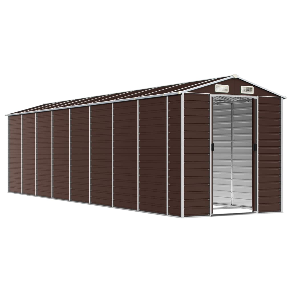 vidaXL Garden Shed Brown 191x725x198 cm Galvanised Steel 3