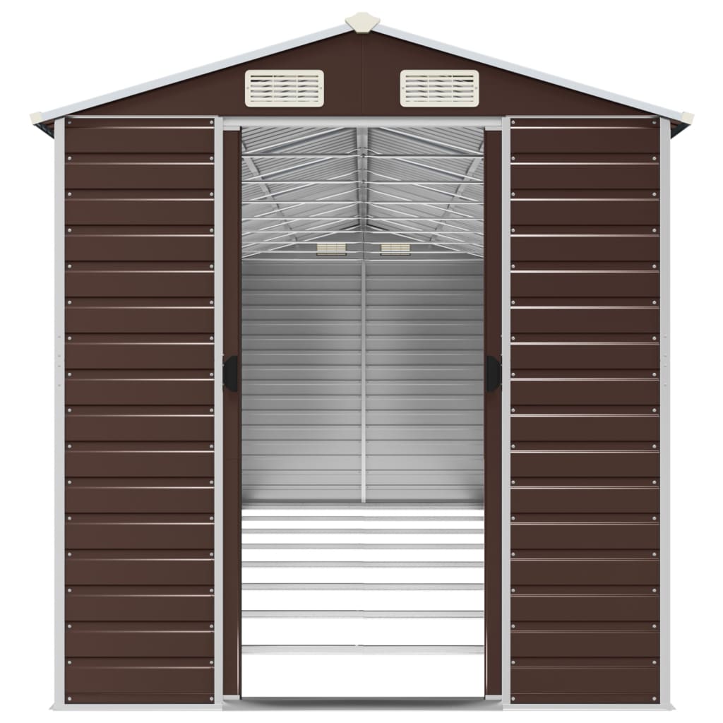 vidaXL Garden Shed Brown 191x725x198 cm Galvanised Steel 5