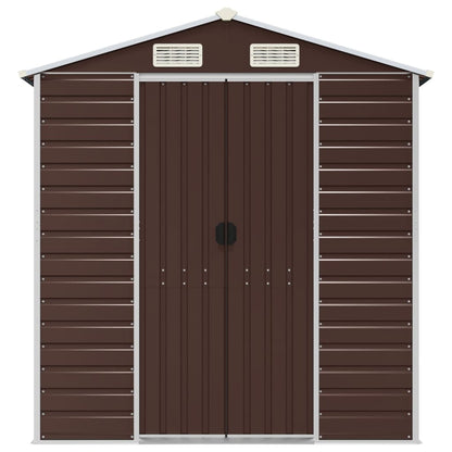 vidaXL Garden Shed Brown 191x810x198 cm Galvanised Steel 4
