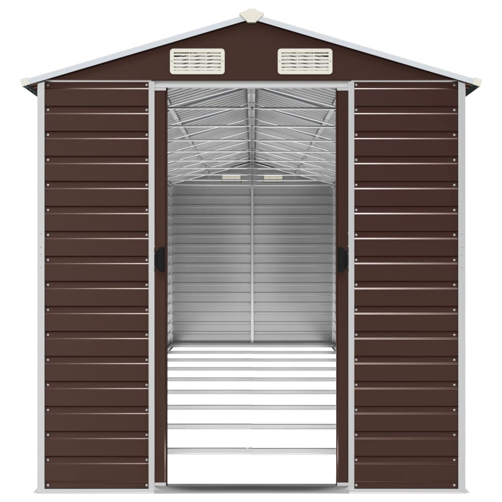 vidaXL Garden Shed Brown 191x810x198 cm Galvanised Steel 5