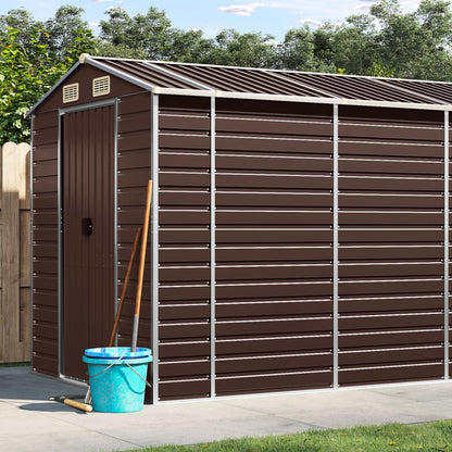 vidaXL Garden Shed Brown 191x980x198 cm Galvanised Steel 1