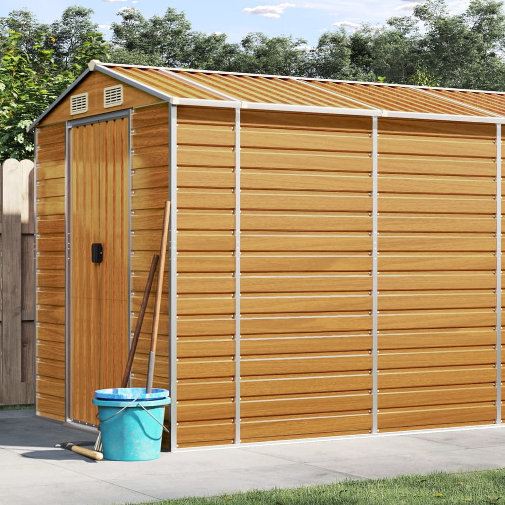 vidaXL Garden Shed | Light Brown | Galvanised Steel | 191x470x198 cm