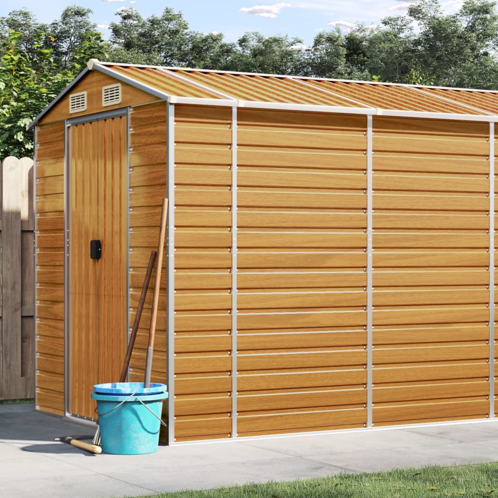 vidaXL Garden Shed Light Brown 191x895x198 cm Galvanised Steel 1